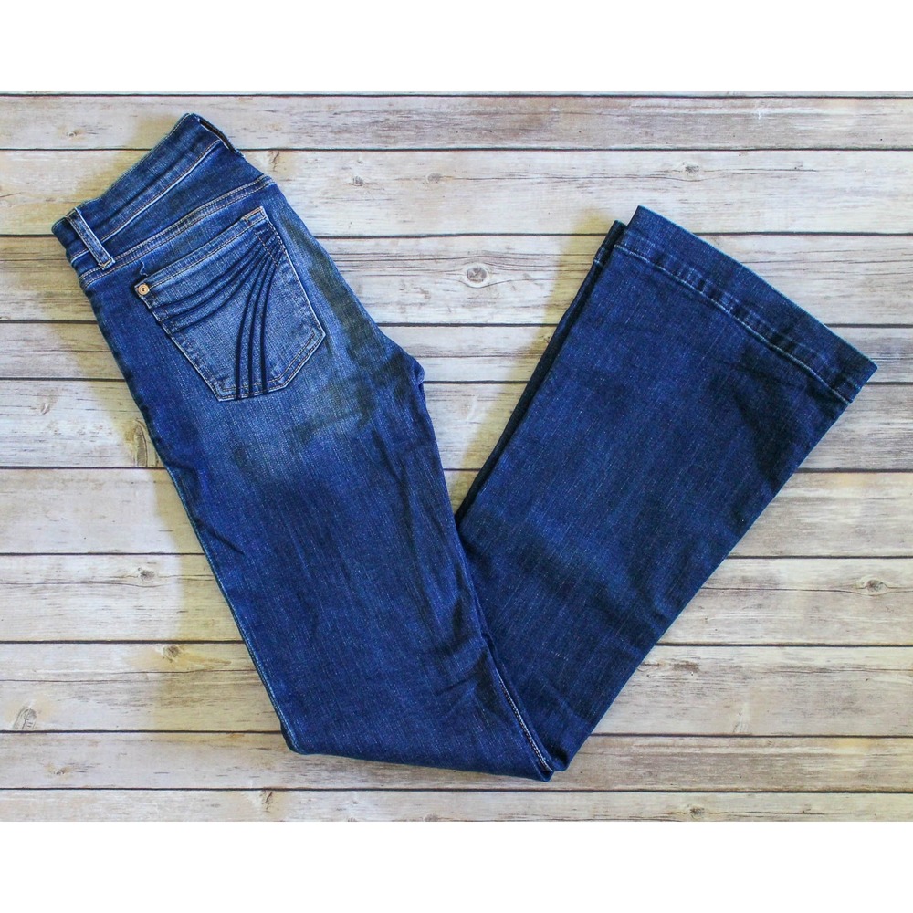 7 For All Mankind Dojo Jeans Women 25 x 32 Blue Blair Authentic Flare Wide Leg